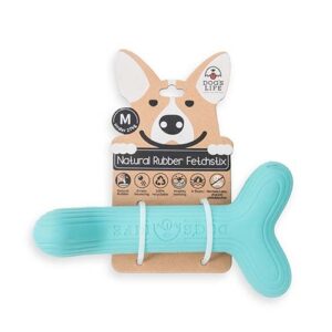 Dog's Life Natural Rubber Dog Toy Fetchstix Turquoise